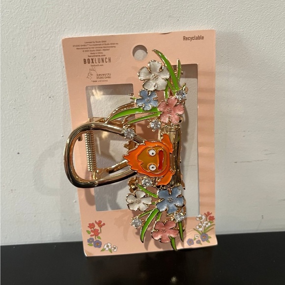 Studio Ghibli Howl's Moving Castle Calcifer Floral Claw Clip - Picture 3 of 3
